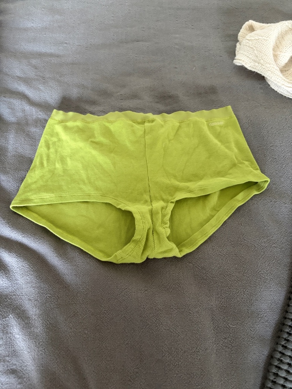 Organic Basics Lime Green Ribbed Boyshort Panties